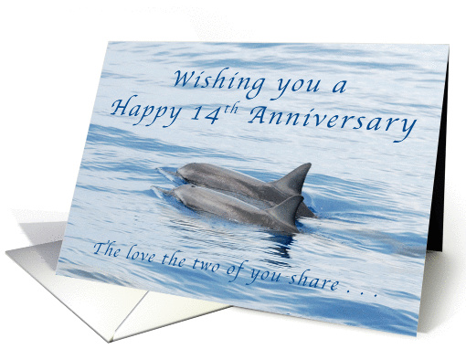 Happy 14th Anniversary, Dolphins card (1392208)