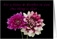 For a Sister & Brother-in-Law, Happy Anniversary, Two Dahlias card