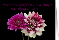 For a Wonderful Aunt and Uncle, Happy Anniversary, Two Dahlias card