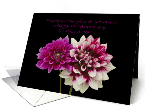 Happy 55th Anniversary, Daughter and Son-in-Law, Two Dahlias card