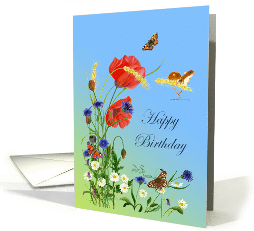 Happy Birthday Wishes with Hand-Painted Harvest Mice and... (1370596)