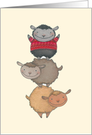 Three Sheep Standing on Top of Each Other, Arms Raised card