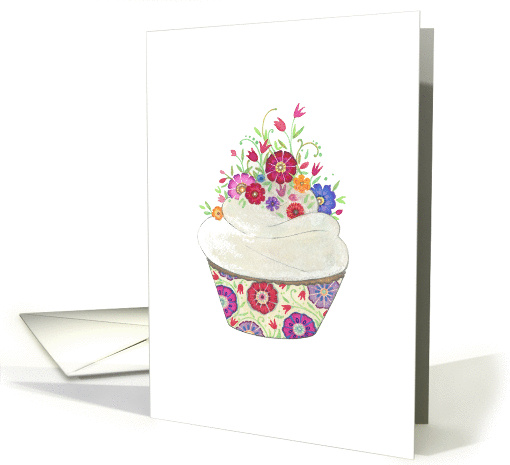 Thank You for the Wedding Gift Flowered Cupcake card (1372278)