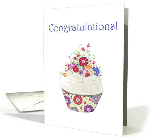 Congratulations! Cupcake with Flowers card (1373290)
