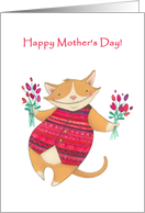 Happy Mother’s Day From Favorite Child- Funny Cute Cat With Flowers card