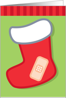 Podiatrist Christmas Card with Bandage on Cute Stocking card
