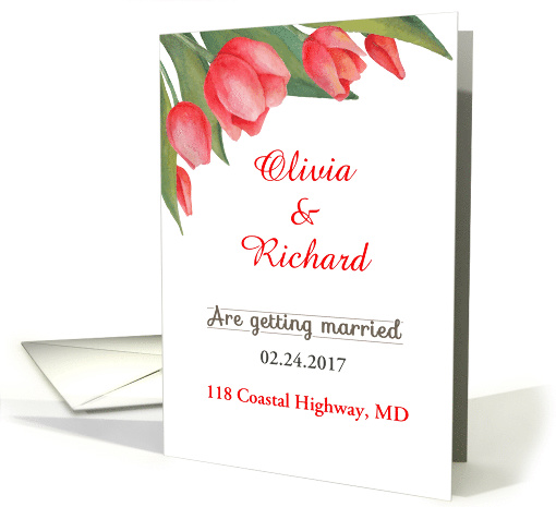 Wedding invitation card with watercolor tulip flowers card (1423734)