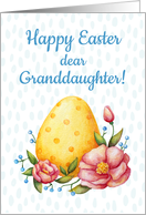 Easter watercolor card for Granddaughter with Egg and flowers. card