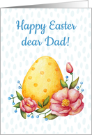 Easter watercolor card for Father with Egg and flowers. card