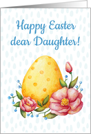 Easter watercolor card for Daughter with Egg and flowers. card