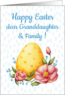 Easter watercolor card for granddaughter & family with Egg and flowers card