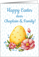 Easter watercolor card for Chaplain & Family with Egg and flowers card