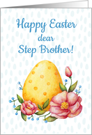 Easter watercolor card for Step Brother with Egg and flowers card