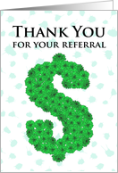 Thank You for your referral card with dollar card