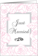 Just Married card with pink roses card