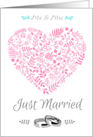 Mr and Mrs are married card with pink heart card