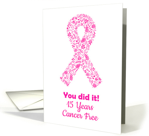 Congratulations Cancer free 15 years anniversary pink ribbon card
