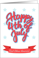 Happy 4th of July lettering God Bless America card