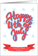 Happy 4th of July lettering from Our home to Yours card