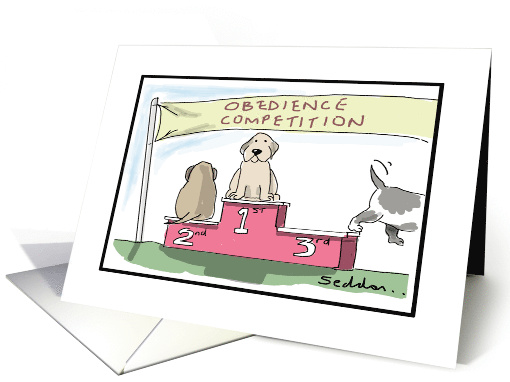 Obedience Competition Funny Dog Birthday Comic Cartoon... (1594314)