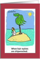 Funny Hair Stylist Birthday Comic Cartoon card