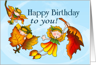 Autumn Pixie Birthday card