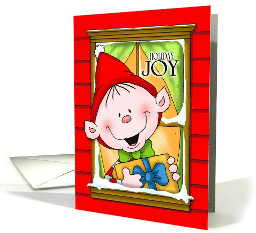 Joyful Holiday Gift Window Elf Greeting card (1404316)