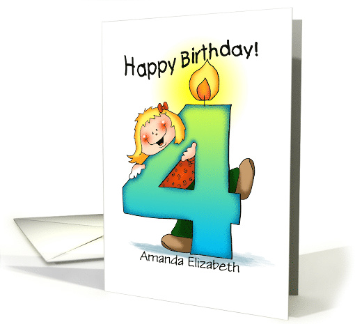 Personalized 4th Birthday Girl Milestone card (1449146)