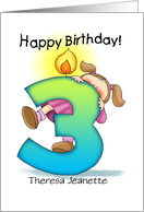 Personalized 3rd Birthday Girl Milestone card