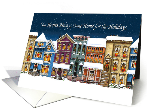 Holiday Hearts Come Home Festive Row Houses card (1454120)
