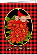 Merry Christmas Poinsettia Mouse Red Plaid card