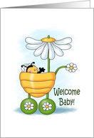 Welcome Baby Bumblebee in a Stroller card