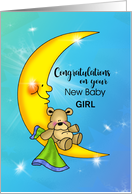 Baby Bear Moon Congratulations Customize Gender card