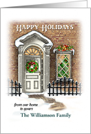 Our Snowy Holiday Home to Yours Personalized card