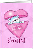 Secret Pal Bear in a Valentine Heart card