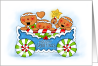 Holiday Greetings Gingerbread Wagon card
