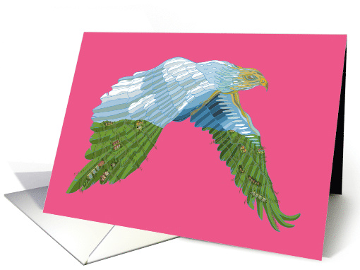 Romantic Original Art Eagle in the Sky for you! Magenta card (1572470)