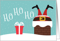 Ho Ho Ho Christmas Card, Santa stuck in Chimney card