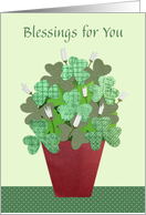 St. Patrick’s Day Blessings Shamrock Plant and Poem card