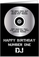 Number One DJ Happy Birthday card