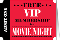 VIP Ticket Movie Night Invitation card