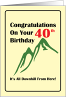 Congratulations On Your 40th birthday all downhill Now card
