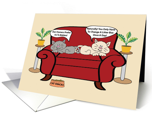 Two Cats On Chair Humor Birthday. card (1431338)
