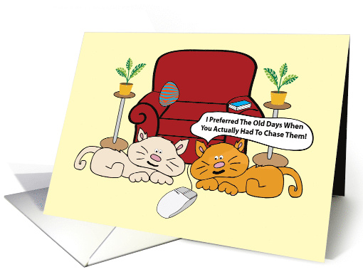 Two Cats And A Mouse Humor Birthday. card (1431446)