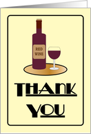 Red Wine Bottle And Glass Thank You card