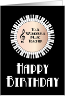 Piano Key Music Teacher Birthday card