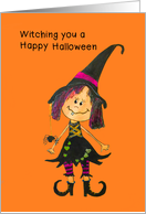 For children on Halloween - Witch painting card