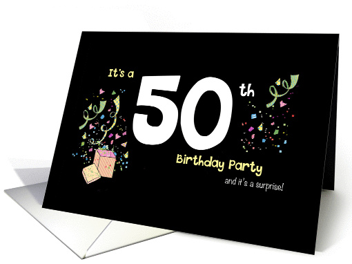 Birthday Invitation for 50th - Surprise Party - Confetti card