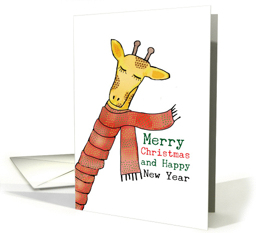 Merry Christmas- Happy New Year - Giraffe with Scarf card (1458438)
