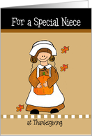 For a Special Niece at Thanksgiving - Pilgrim Girl card